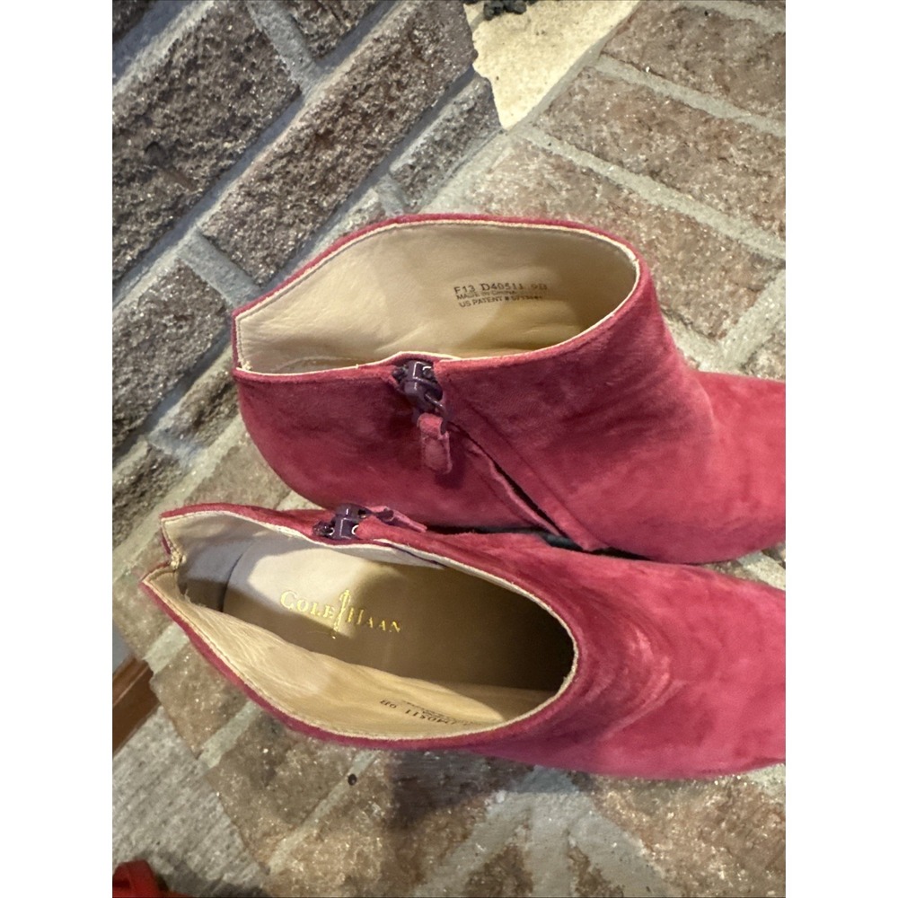 Cole‎ Haan Red Winery Suede Wedge Booties Size 9B F13 D40511 - Picture 12 of 16